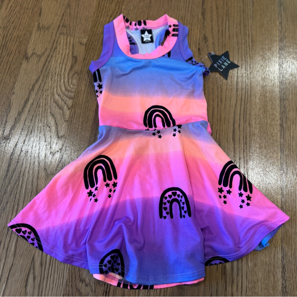 Pixielane Colorful Rainbow Tie-Dye Racer Back Tank Dress 18-24 MONTH NWT